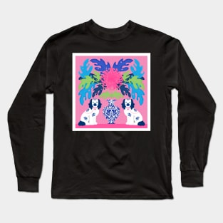 Staffordshire Dogs and chrysanthemum Long Sleeve T-Shirt